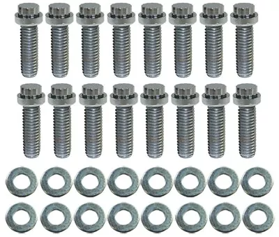 BB Chevy Chrome 12pt Intake Manifold Bolt 16pc Kit 3/8 -16 X 1 1/4  BBC #9835 • $22.99