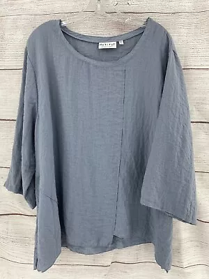 Habitat Cloth To Live In Gray Rayon Blend Tunic Size Xl 3/4 Sleeve Button Detail • $23.92