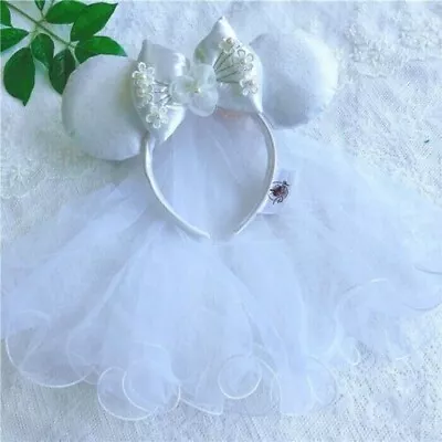 Disney Parks Minnie Mouse Bride Bridal Ears Bow Veil Headband Wedding • $2.85