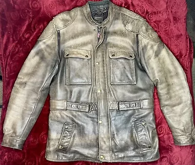 Hein Gericke 100% Genuine Leather Motorcycle Jacket Brown 48 Tall With Liner • $399