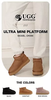 $69 • Buy DKUGG DK094 Platform Ultra Mini Classic  AUS UGG Boot CHESTNUT Sheepskin