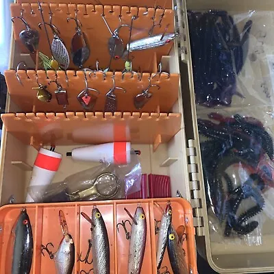 Vintage Lot Of 50+ Pcs Various Fishing Lures Baits Hooks In A Tackle Box Rare • $175