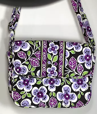 Vera Bradley Plum Petals Bag Medium Flap Crossbody Purse Retired Purple Quilted  • $22