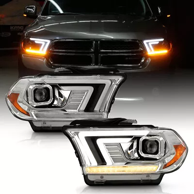 Chrome Sequential LED Tube Projector Headlights Set For 2011-2013 Dodge Durango • $364.99