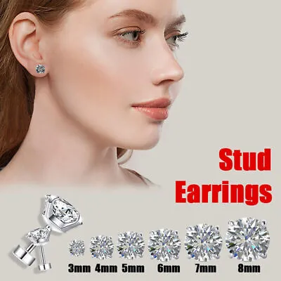 $2.98 • Buy 1 Pair Zirconia Surgical Steel Earrings Ear Studs CZ Piercing Crystal Jewellery 