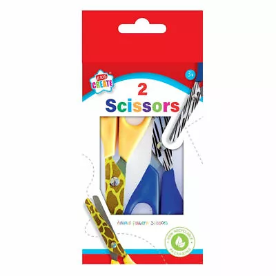 £2.99 • Buy Animal Printed Scissors 2 Pack - Kids Childrens Safety School Art Crafts Cute 