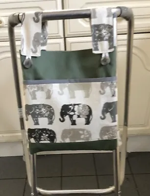 Bag For Walking Frame/zimmer Frame Strong Cotton Fabric 3 Pockets Khaki/elephant • £13