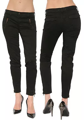 J Brand 962 Agnes Black Zip Pocket Skinny Moto Twill Sateen Jeans Pants 24 00 XS • $69.99