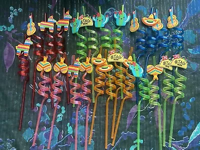 LOT OF 24 Plastic Cinco De Mayo Fiesta Crazy Straws • £17.09