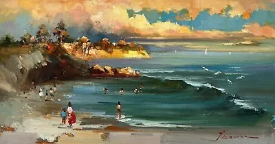 BeachOceanOriginal Oil Painting By Jason   60 X 30 Cm • $59.99