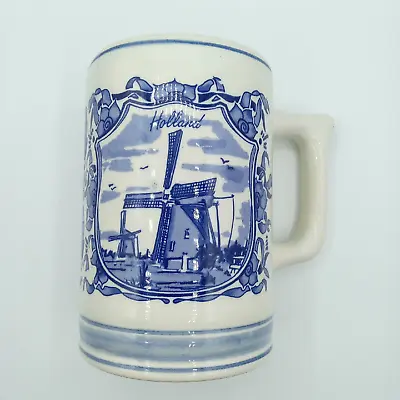 $17.99 • Buy Delft Blue Hand Painted Holland Beer Stein Windmill Sail Clipper Ship Dutch Mug