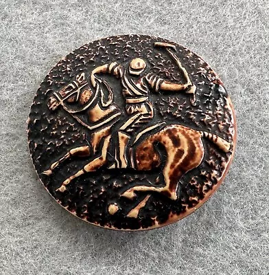 Large Vintage 1930s Celluloid Button Of Polo Player On Horseback  ~ 1-5/8  • $6.99