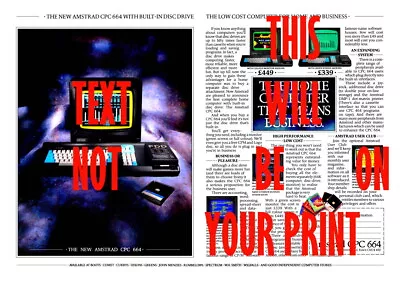 Amstrad CPC664 2-page Magazine Advert A3 Poster On 270gsm Ilford Galerie Paper • £19.95