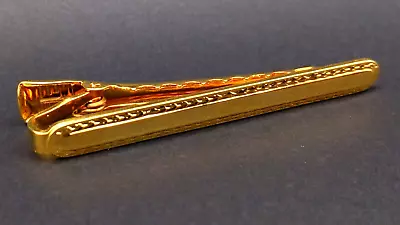 Vintage Unbranded Ornate Linear Gold Tone  Midcentury Tie Bar Clip Accessory MCM • $5