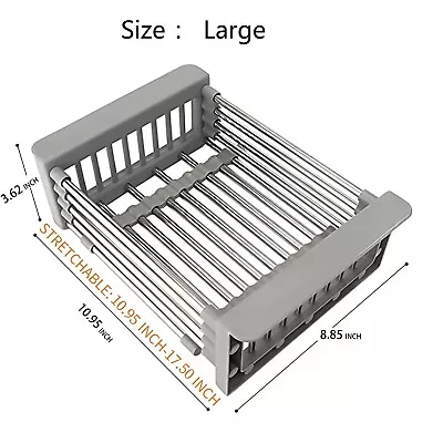 Adjustable Stainless Steel Kitchen Dish Drying Sink Rack Drain Strainer Basket♪ • $12.98