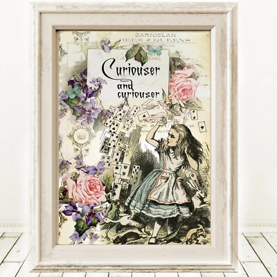 £4.50 • Buy Alice In Wonderland Print Quote Curiouser And Curiouser Wall Art UNFRAMED