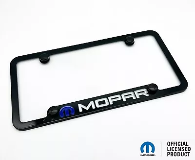 Notched Premium Black License Plate Frame W/ MOPAR  M  Script Logo • $32.95