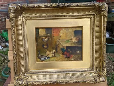Farm Yard Scene Oil On Board By Walter Hunt 1861-1941 • £125