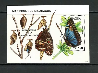 Q227   Nicaragua  1991   Butterflies  Cocoon    Sheet   MNH • $2.89