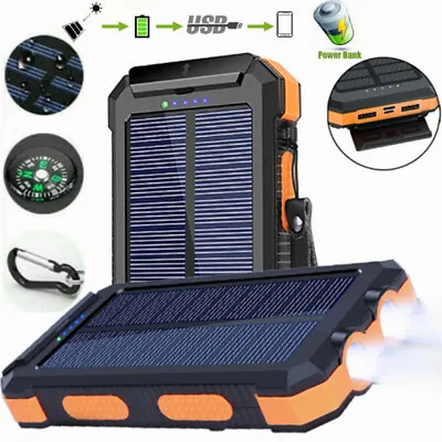 $13.11 • Buy 2022 New Solar Power Bank 900000mAh 2USB LED Travel Backup Fast Battery Charger
