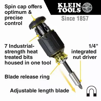 $21.69 • Buy Klein Tools 8-In-1 Multi-Bit Adjustable Length Stubby Screwdriver
