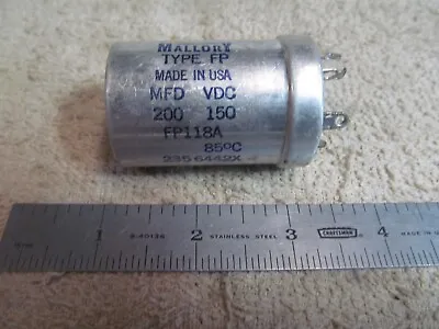 Nos Mallory Type Fp Capacitor Mfd 200 Vdc 150 Fp118a 2356442x Usa Made. • $4.95