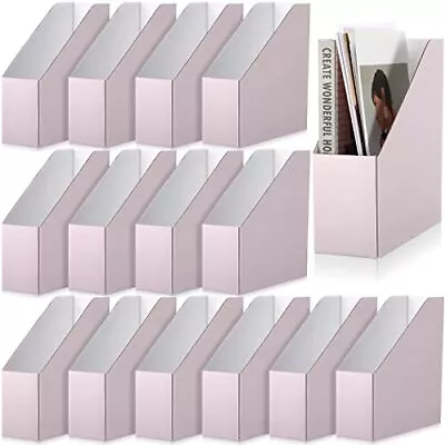 15 Pack Magazine File Holder Cardboard Magazine File Organizer Foldable Pink • $24.83