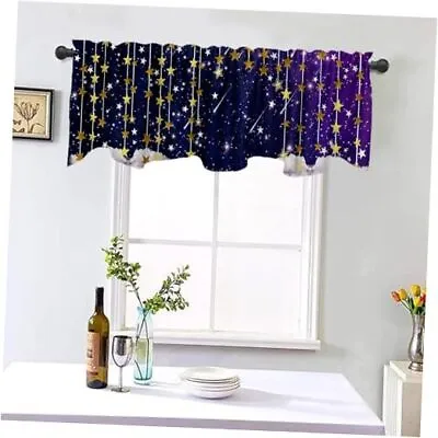  54x18 Inches Black Purple Star Sky Window Treatment Valance Dream Short  • £10.88