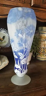 Shannon Blue White Crystal Of Ireland Mouth Blown Hand-cut  Vase  • $59.99