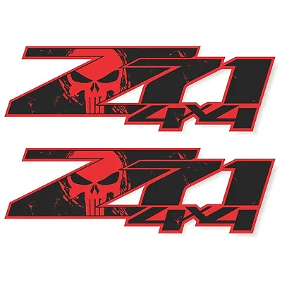 Z71 4x4 Off Road Decals For Chevy Silverado Punisher Edition Premium Series RED • $19.99