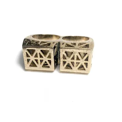 LOW LUV X ERIN WASSON BRASS CUBE 2 FINGER STATEMENT RING 4/5 • $9.99