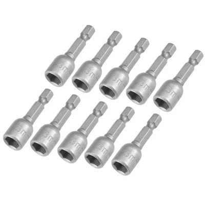 $14.85 • Buy 10 Pcs 1/4  Quick Change Shank Cr-V 8mm Magnetic Nut Setter, 1.65  Length Silver