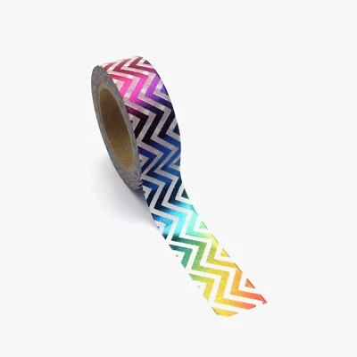 $5.50 • Buy Washi Tape Rainbw Foil Chevron 15mm X 10m