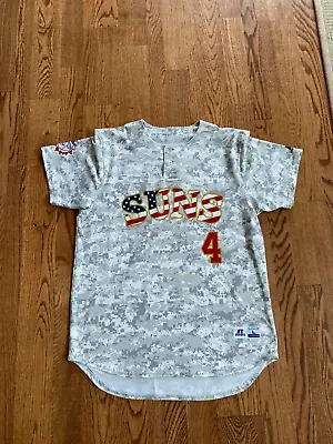 Hagerstown Suns Minor League Jersey #4 Game Worn Large Russell Jersey Camouflage • $91.95