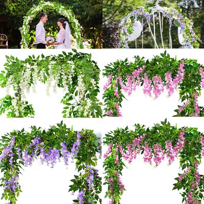 2Pcs Long Artificial Wisteria Flowers Vine Garland Wedding Arch Decor Fake Plant • $11.99