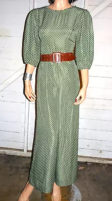 Vintage Green White Polka Dot Wide Leg Jumpsuit S • $25