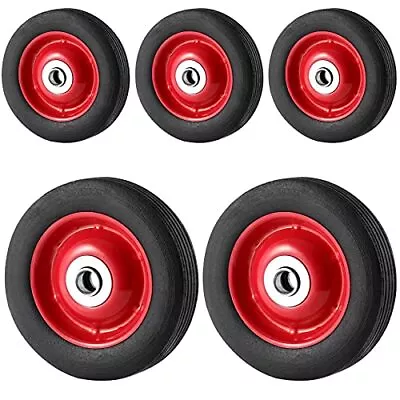 MUKLEI 5 Pack 6 X 1.2 Inch Solid Rubber Flat Free Tire Hand Truck Wheel With Ba • $33.55