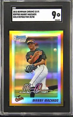 2010 Bowman Chrome Manny Machado Gold Refractor 38/50 1st Bowman SGC 9 • $1500