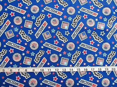 1 Yd 100% Cotton Fabric  Nascar USA Badges  By Camelot Fabrics Car Racing • $3.54