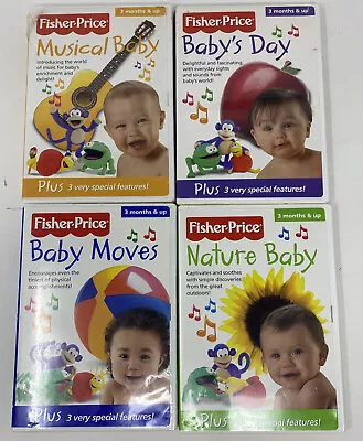 Lot Of 4 Fisher Price Baby DVDs 3 Months & Up Moves Nature Musical Baby's Day • $15