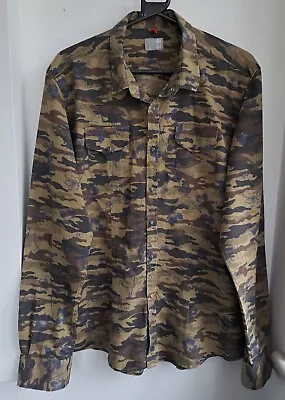 Vintage QB24 Camo Western Shirt Pearl Snaps  48 -122cm L (1411W) • £15