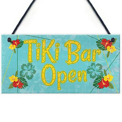 £3.99 • Buy Tiki Bar Open Hanging Bar Plaque Beer Cocktail Beach Decoration Sign Friend GIFT