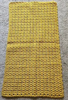 Vintage Crochet Dresser Scarf Table Runner 29 ×16  Mustard Yellow • $20
