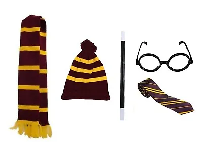 £1.99 • Buy Book Week Harry Potter Unisex Yellow Maroon Scarf Fancy Dress Hat Tie Outfit LOT