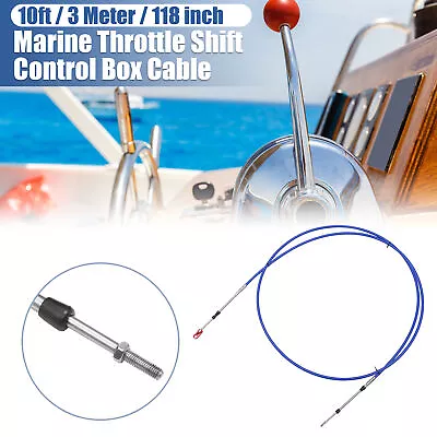 1 Pcs 10ft 118 Inch Marine Throttle Shift Control Box Cable With Clevis Blue • $21.40