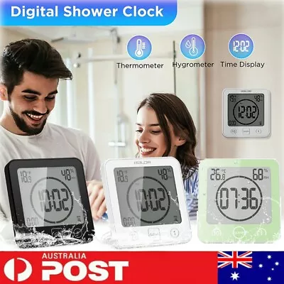 Waterproof Digital Bathroom Shower Clock Timer Alarm Temperature Meter Humidity • $22.70