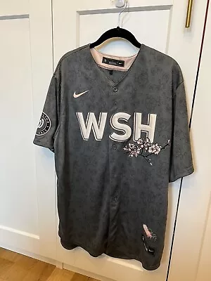 $100 • Buy Nike Washington Nationals Cherry Blossom Jersey Gray Size Large NWT $140 Retail