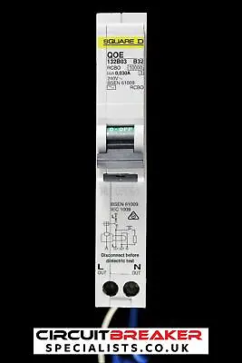 SQUARE D 32 AMP CURVE B 10kA 30mA RCBO TYPE AC QOE132B03 • £44.95