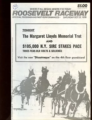 Oct 21 1978 Roosevelt Raceway Harness Racing Program New York Sire Stakes Pace • $15.96