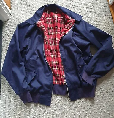 Urban Road Navy/Tartan Classic Harrington Scooter Biker Bomber Jacket-UK M • £15